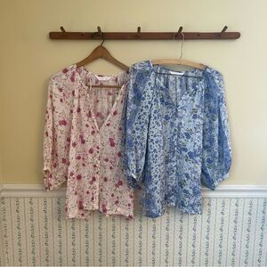 BUNDLE OF 2 BRAND NEW WOT LC Lauren Conrad Floral Blouse Tops (Size M-L)